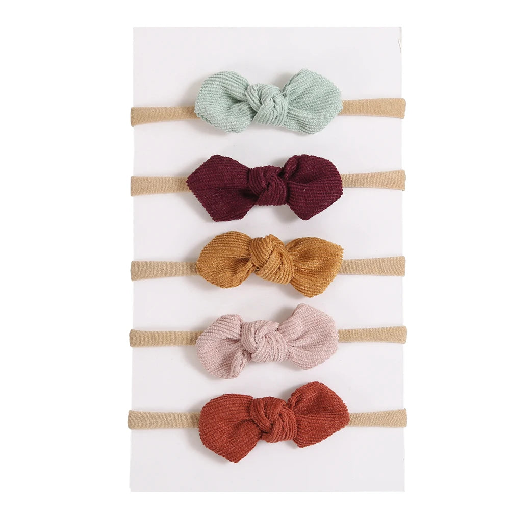 5Pcs/Lot Baby Headband for Baby Girls Soft Nylon Elastic Solid Color Hairband Print Hair Bow Kids Headwear Baby Hair Accessories