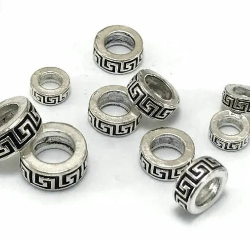 50pcs/lot 6mm 8mm 10mm big hole Metal Alloy Spacer Beads Hole Beads Flat Beads Nepal Buddha Beads For Jewelry Making