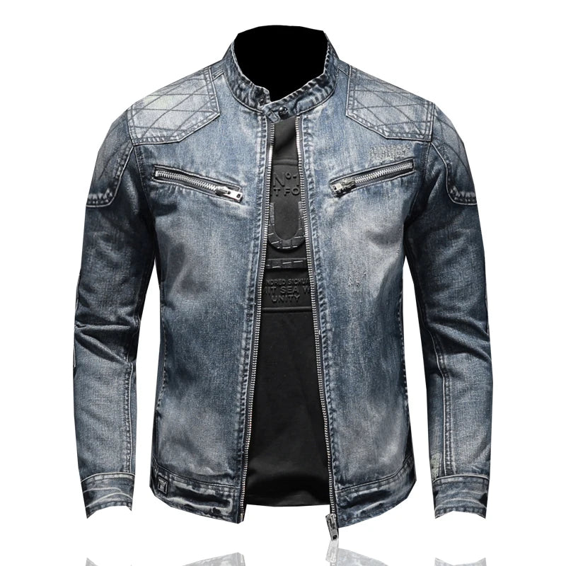 Men Fleece Thick Streetwear Denim Jackets Men Vintage Blue Bomber  Jacket Male Outwear Plus Velvet Windbreaker Coats