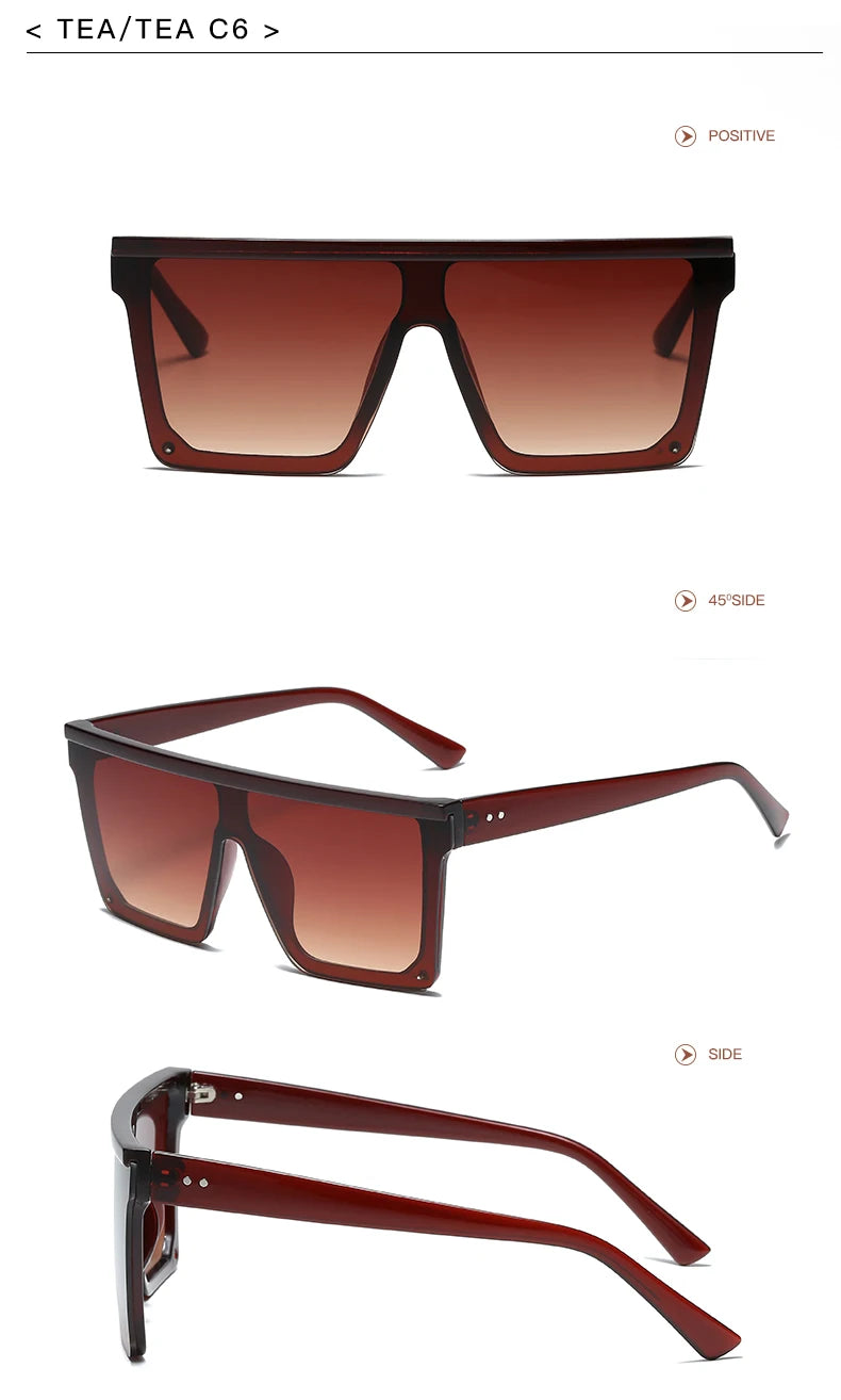 Oversized Square Sunglasses for Women Men Fashion Siamese Lens Style Flat Top Shield Shades
