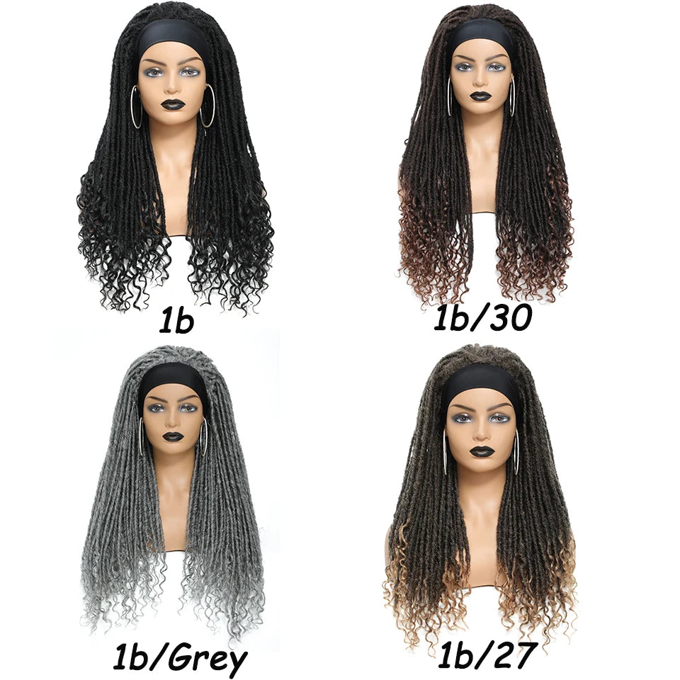 Wakego Long Dreadlocks Wig For Women Goddess Braid Headband Wig Soft Faux Locs Wigs Synthetic Braiding Crochet Twist Hair Wigs