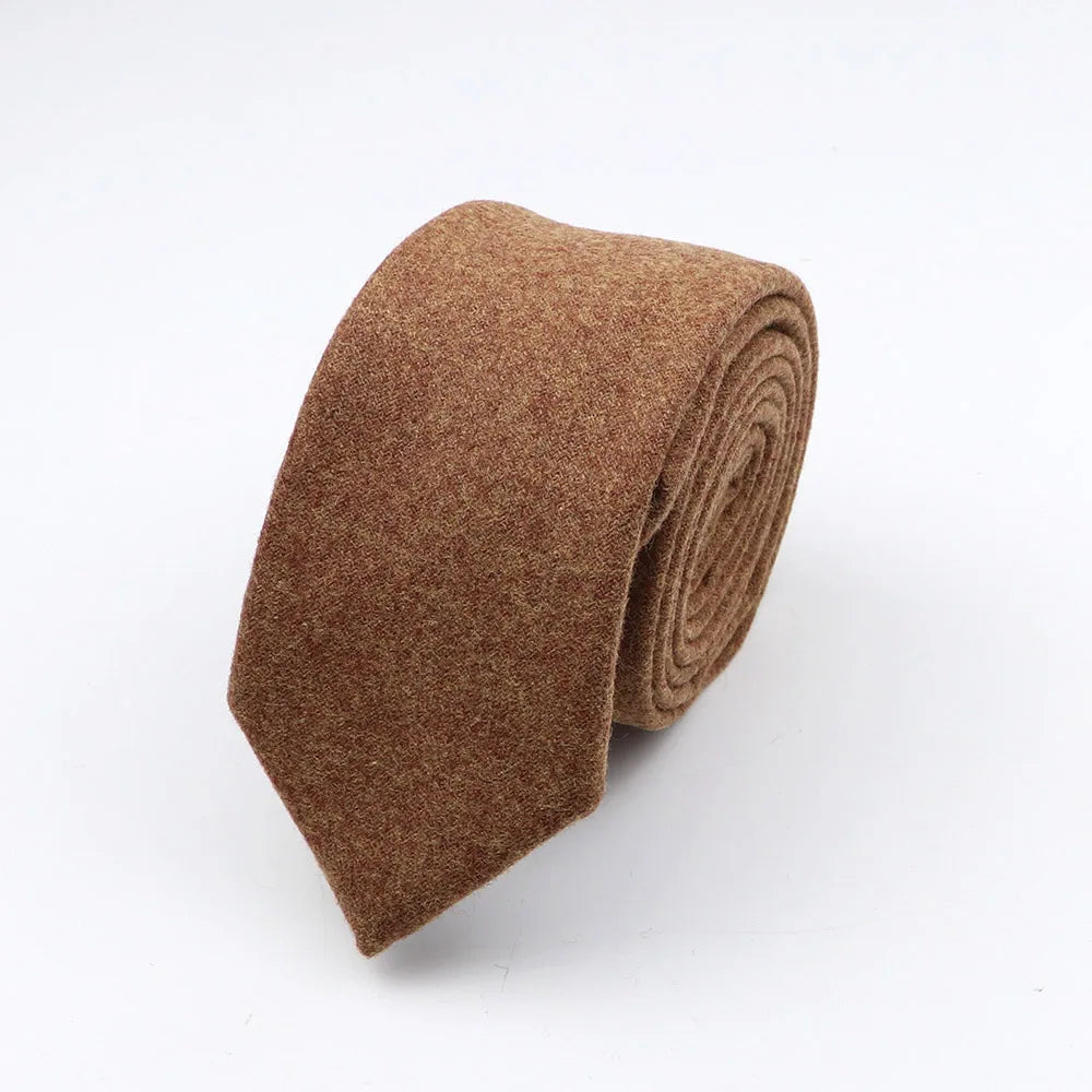 Thick Cashmere Wool Gentleman Solid Color Necktie 7CM Formal Wedding Party Europen Style Red Brown Green Gray Clothing Tie Gift