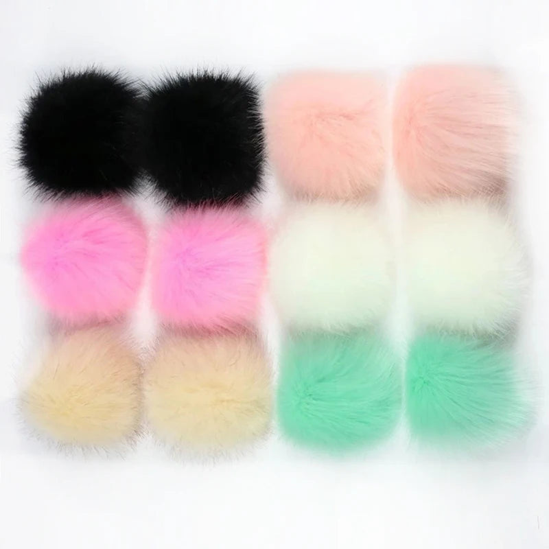 12/14 Pcs 8cm False Hairball Hat Ball Fur Pompom Fake Fox Hat Ball Pom Pom With Rubber Band Diy Clothing Hat Accessories