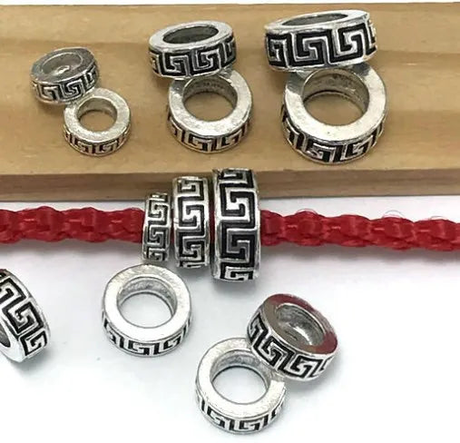 50pcs/lot 6mm 8mm 10mm big hole Metal Alloy Spacer Beads Hole Beads Flat Beads Nepal Buddha Beads For Jewelry Making