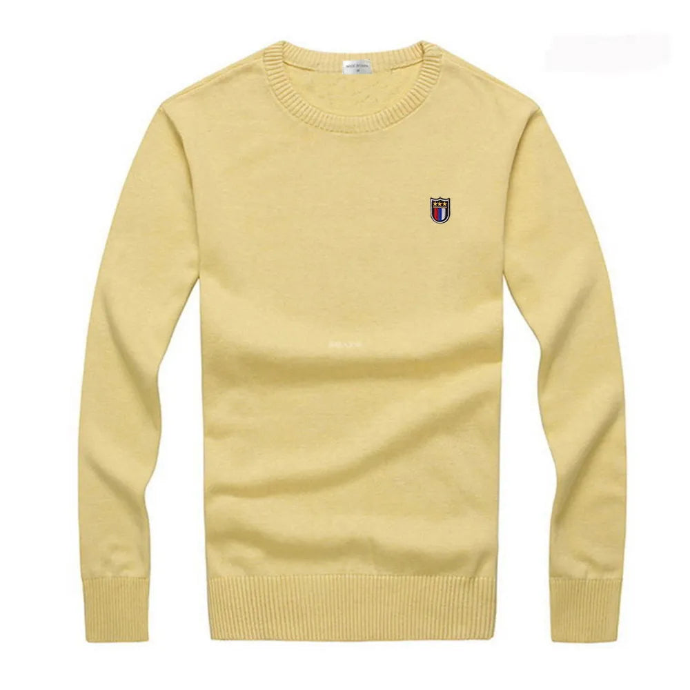 2022 New High Quality Knit ew Design Spring Autumn 100% Cotton Pullover Sweaters Male Casual Solid Color Jumper Pull Homme 8507