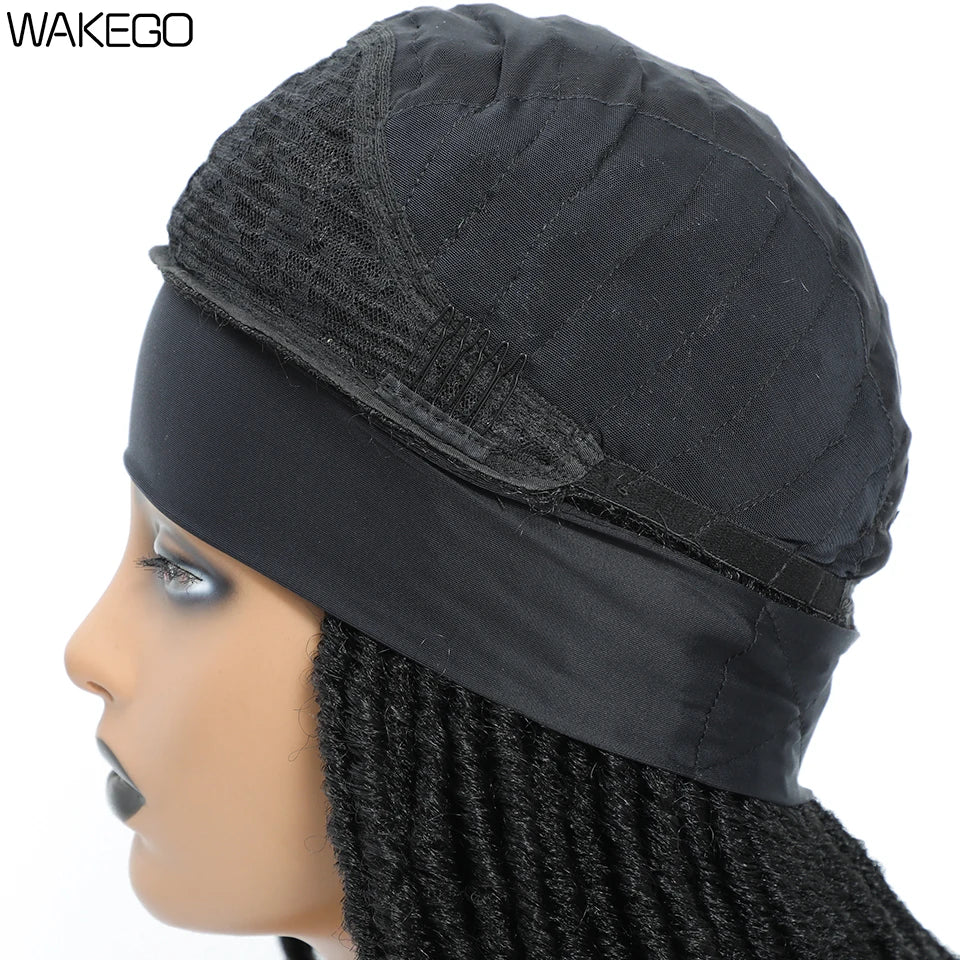 Wakego Long Dreadlocks Wig For Women Goddess Braid Headband Wig Soft Faux Locs Wigs Synthetic Braiding Crochet Twist Hair Wigs