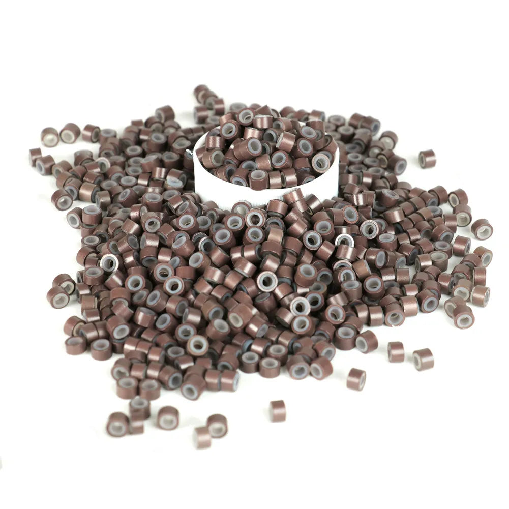 Microring Hair Extensions 500pcs 5mm 2mm Professional Hair Staples Tools Micro Ring Silicone Bead Microlink Feather Optional