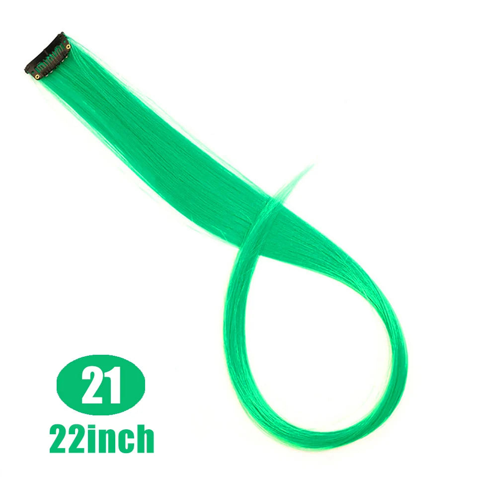 Lupu Synthetic Long Straight Rainbow Highlight Colored Hair Extensions Clip In Fake Hair Pieces For Women Heat Resistant