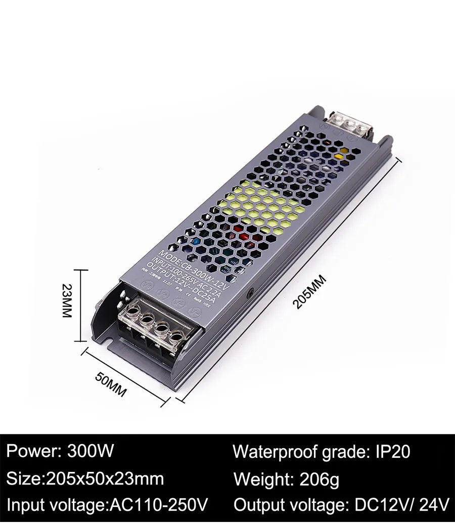 AC/DC 12V 24V Transformer 60W 100W 200W 300W 400W 500W LED Driver Power Supply Super Thin A/D Converter for LED Strip Light Bulb