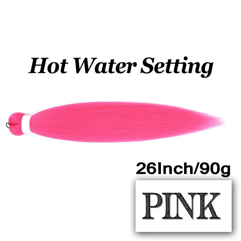 Pre-stretched Braiding Hair 26Inch 90G Synthetic Jumbo Hair Extensions for Crochet Braids DIY Pink Peach Red Yellow Fake Hair