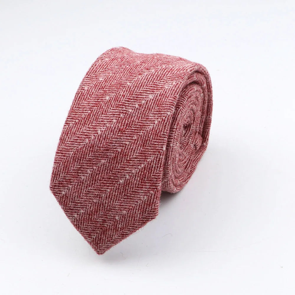 Thick Cashmere Wool Gentleman Solid Color Necktie 7CM Formal Wedding Party Europen Style Red Brown Green Gray Clothing Tie Gift
