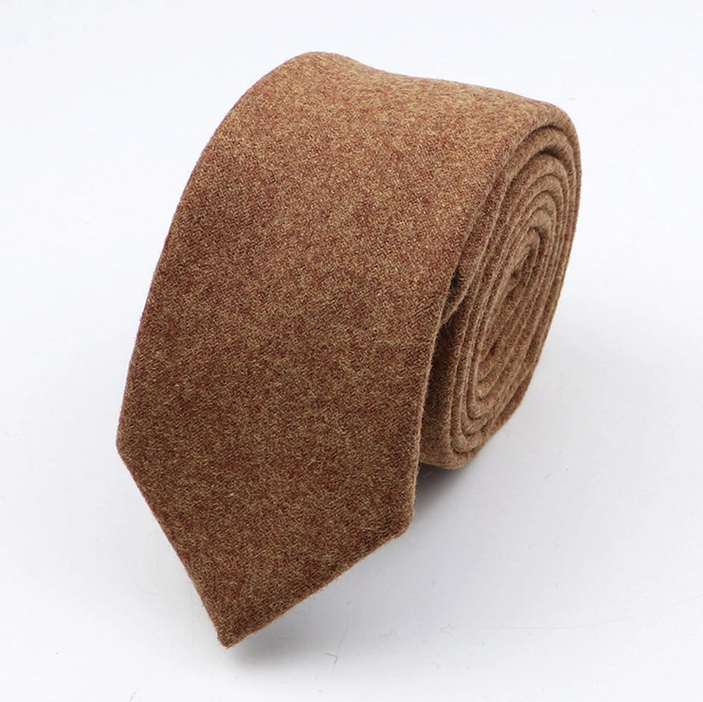 Thick Cashmere Wool Gentleman Solid Color Necktie 7CM Formal Wedding Party Europen Style Red Brown Green Gray Clothing Tie Gift