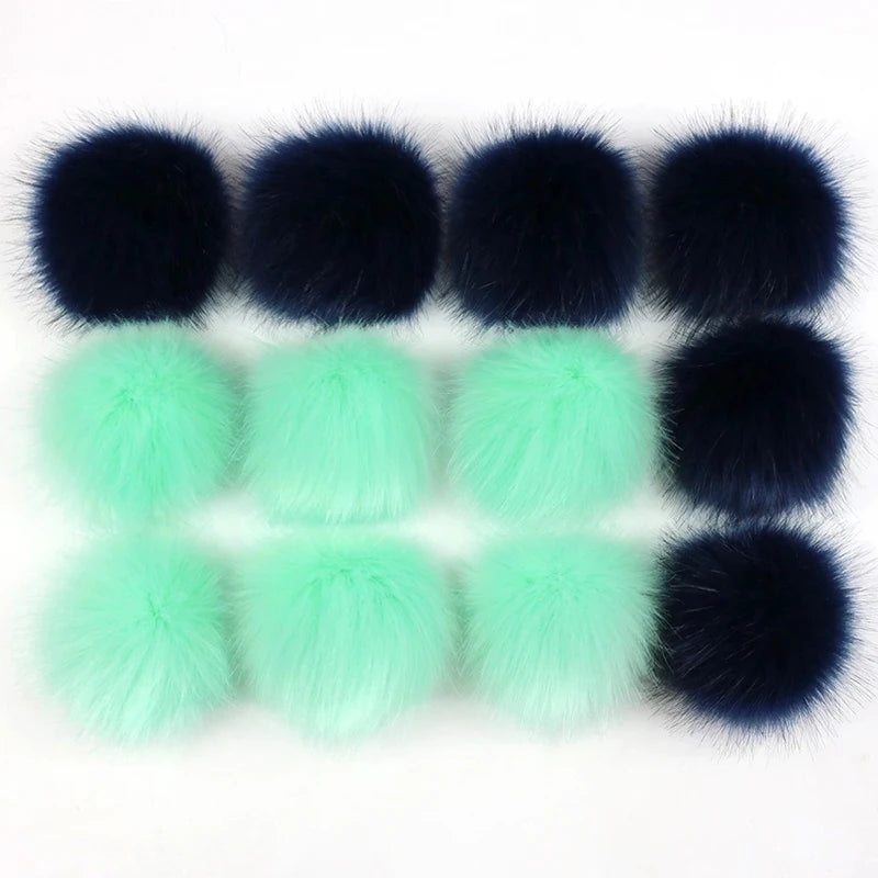 12/14 Pcs 8cm False Hairball Hat Ball Fur Pompom Fake Fox Hat Ball Pom Pom With Rubber Band Diy Clothing Hat Accessories