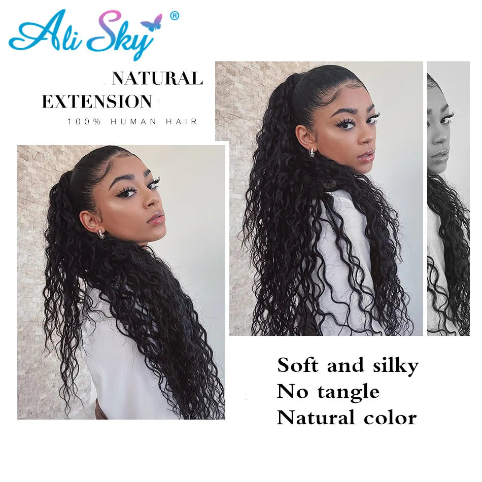 Alisky Hair Water Wave Bundles Brazilian Hair Natural Weave Bundles Hair Extensions Human Hair Bundles For Black Women 1/3/4 PC