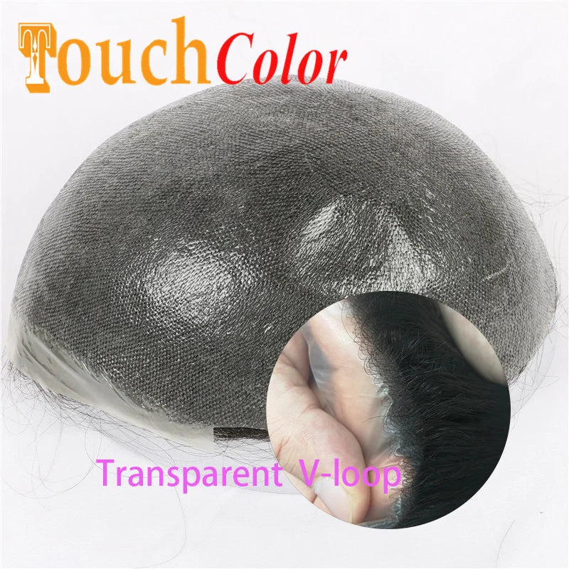 Men Toupees Real Hair Replacement Systems Thin Skin base Indian Human Remy Hair Toupee with Tapes Hairpiece Male Wig Touchcolor