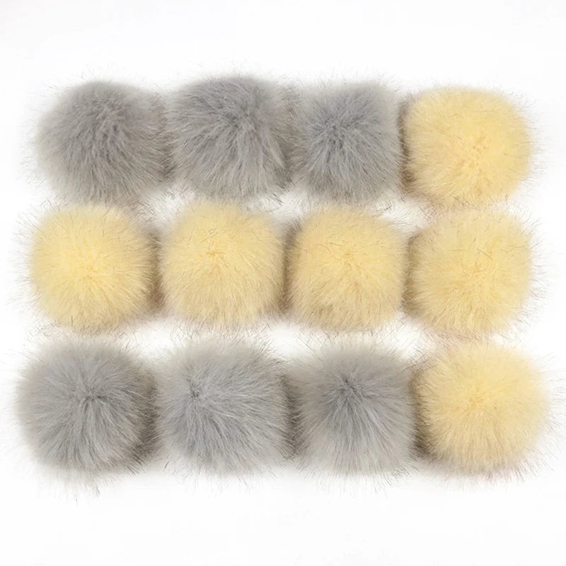 12/14 Pcs 8cm False Hairball Hat Ball Fur Pompom Fake Fox Hat Ball Pom Pom With Rubber Band Diy Clothing Hat Accessories