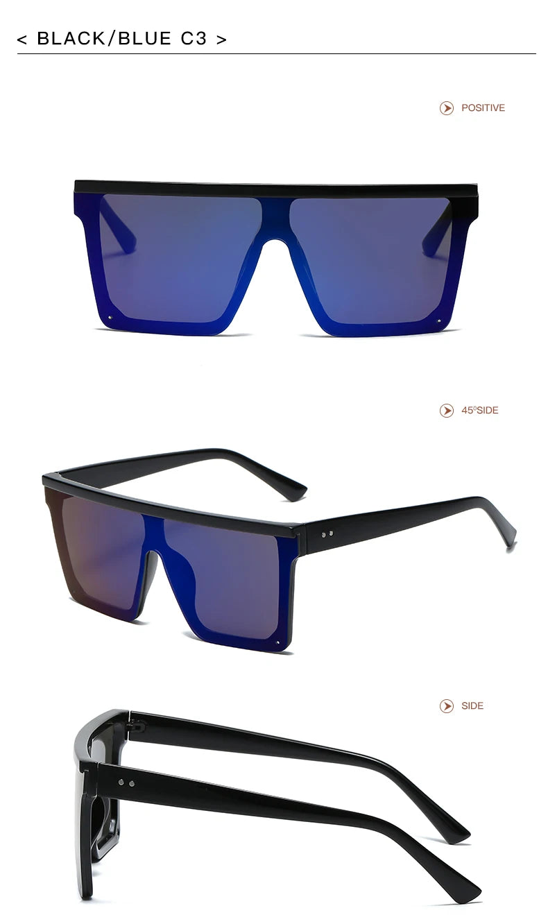 Oversized Square Sunglasses for Women Men Fashion Siamese Lens Style Flat Top Shield Shades