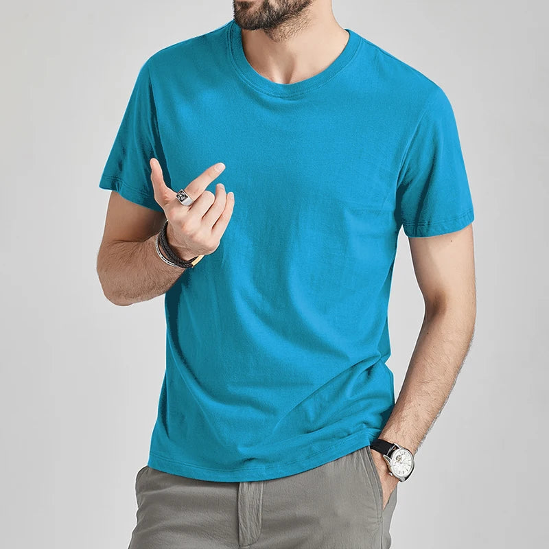 Hot Sale T-Shirts Male Tshirts Men Summer Tee Shirt Women Plain Solid Cotton Blue Short Top Tees Female Lady Girl Boy Brand Tee