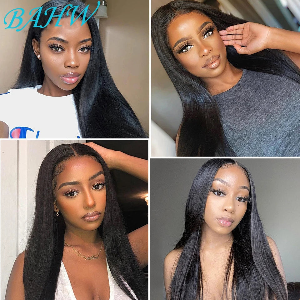 Peruvian Straight 13x4 Lace Front Human Hair Wig Natural Color 8-30 Inch 4x4 HD Transparent Lace Closure Wig For Black Women