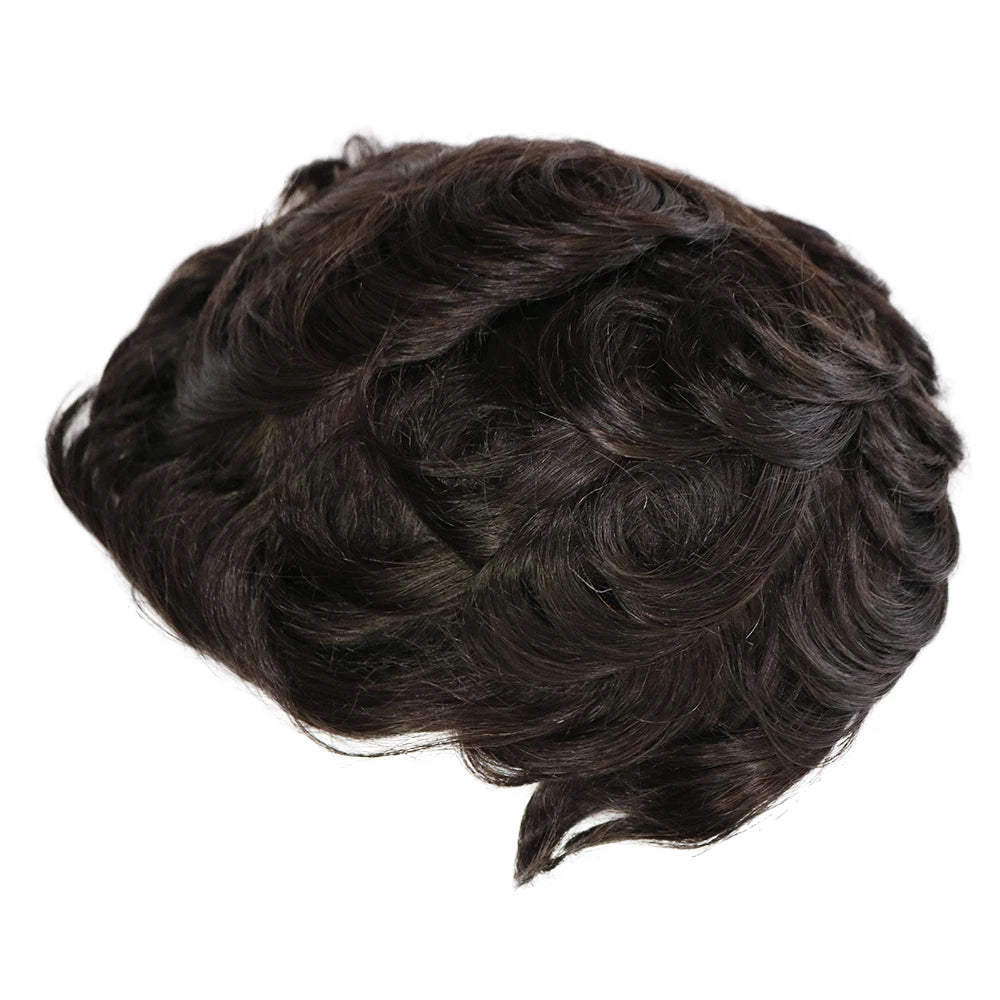 Natural Frontline Dark Brown#2 Black Blonde Super Durable Thin HD Skin PU 1B50 1B80 Grey Men's Toupee 100% Human Hair Wig System