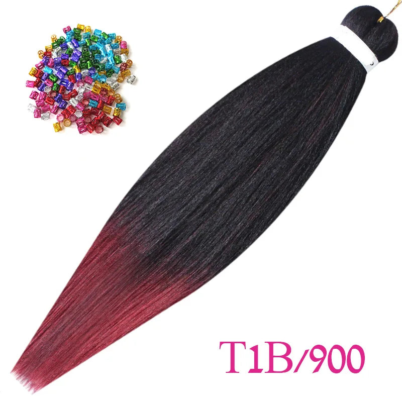 Easy Crochet Braids Ombre Hair Extensions Bundles Yaki Straight EZ Braiding Pre Stretched Synthetic Braid For African Women 6pcs