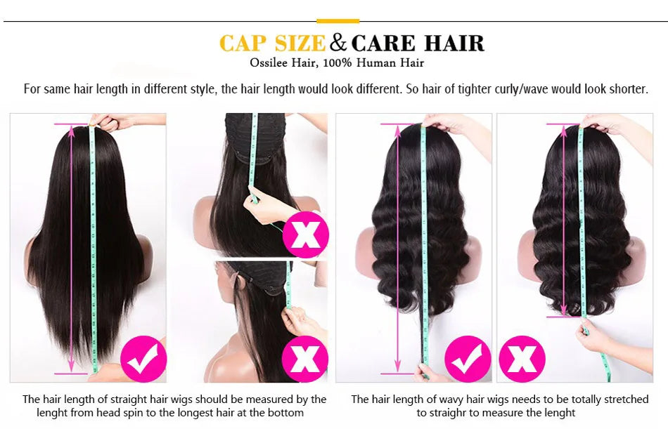 13x6 Lace Front Wigs Human Hair 200 Density Straight HD Lace Front Wigs Pre Plucked Straight Glueless Human Hair
