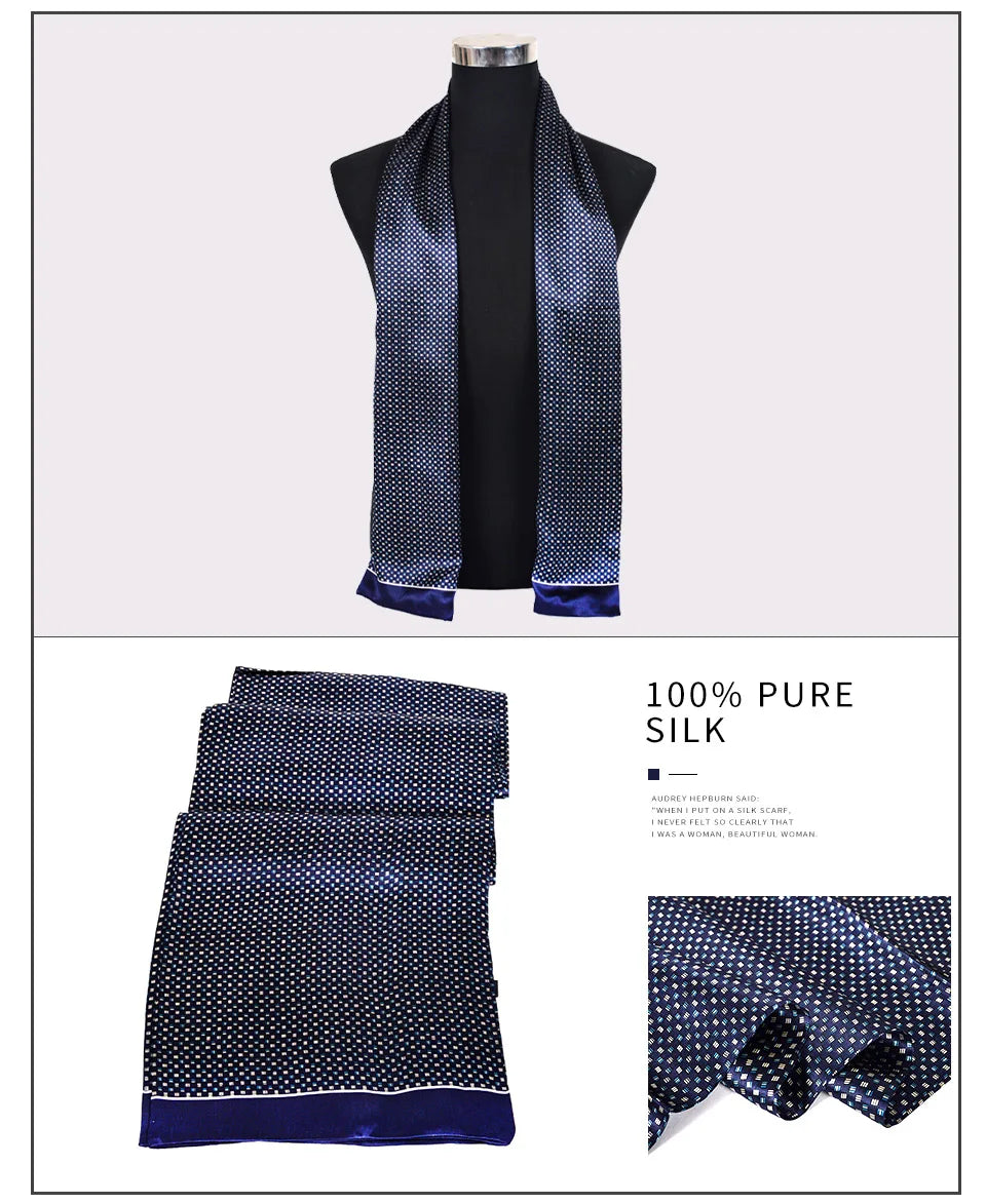 BYSIFA| New Silver Grey Man100% Silk Scarf Printed Fashion Brand Male Long Scarves Men Scarf Fall Winter Pure Silk Scarf160*26cm