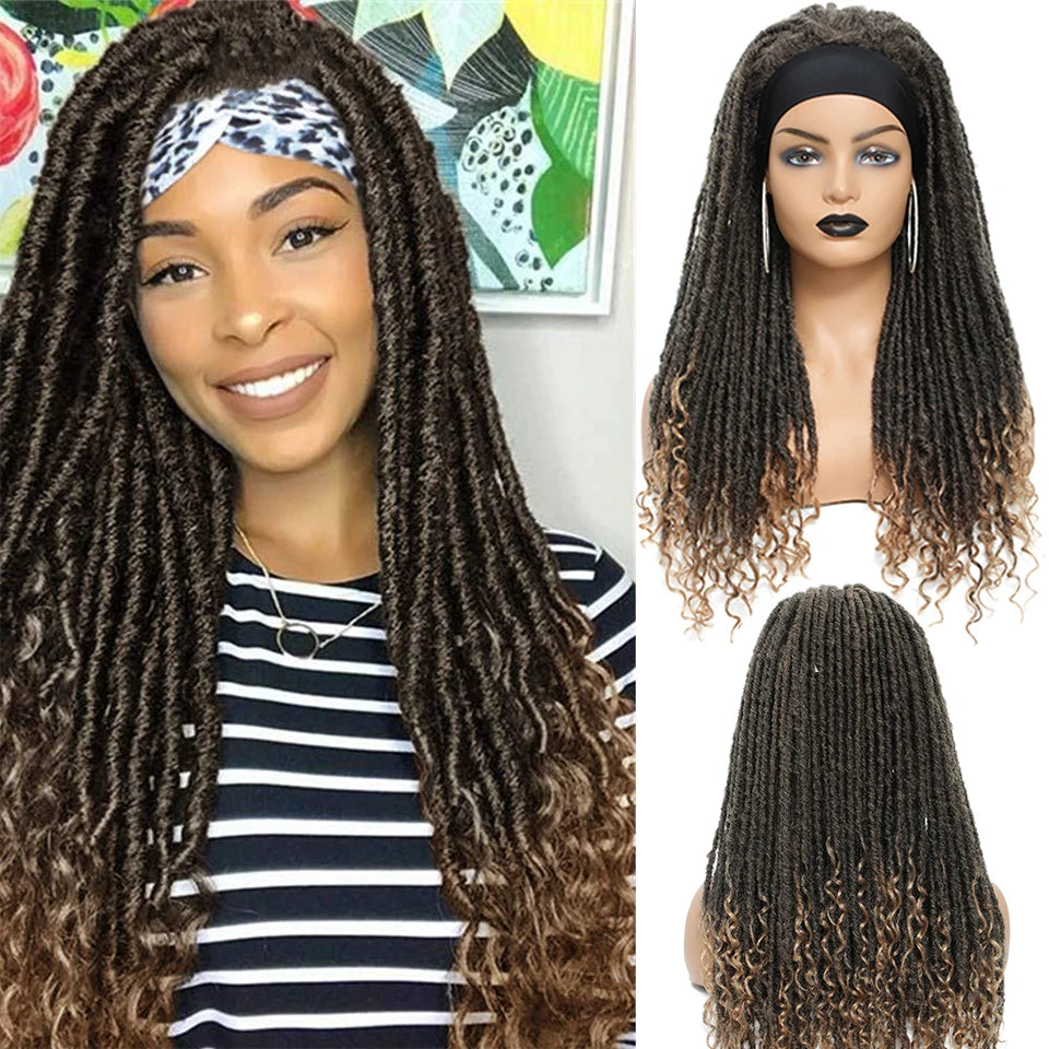 Wakego Long Dreadlocks Wig For Women Goddess Braid Headband Wig Soft Faux Locs Wigs Synthetic Braiding Crochet Twist Hair Wigs