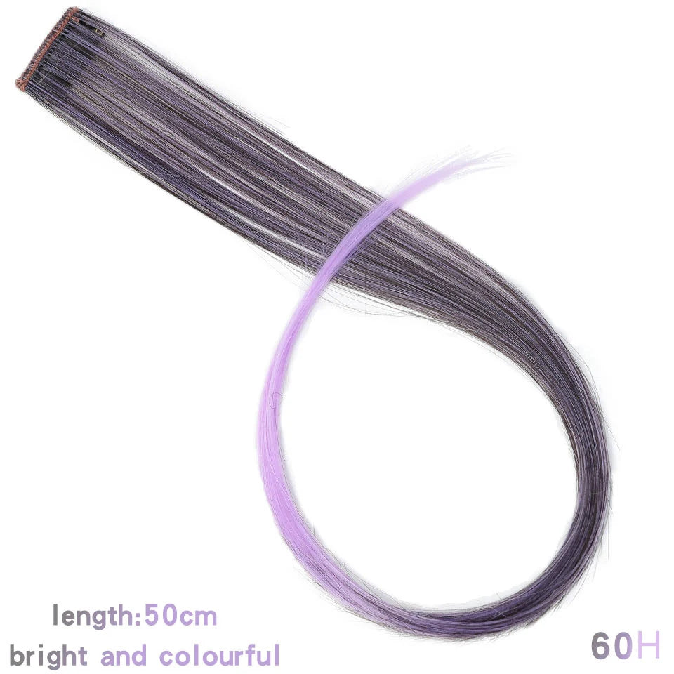 Lupu Synthetic Long Straight Rainbow Highlight Colored Hair Extensions Clip In Fake Hair Pieces For Women Heat Resistant