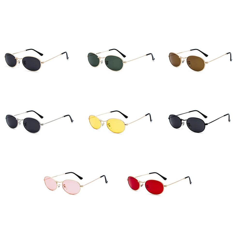 Kachawoo Oval Sunglasses For Men Small Metal Frame Black Red Pink Retro Sun Glasses Women New Year Gift