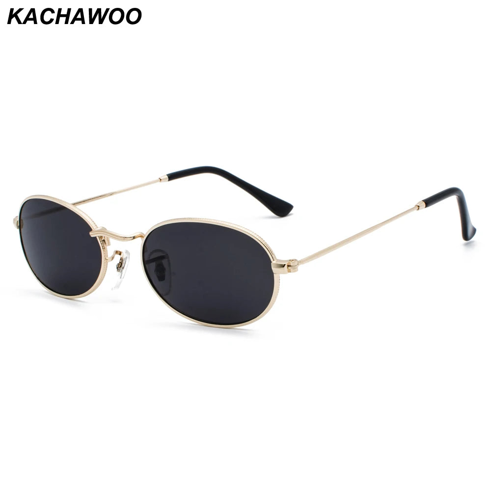 Kachawoo Oval Sunglasses For Men Small Metal Frame Black Red Pink Retro Sun Glasses Women New Year Gift