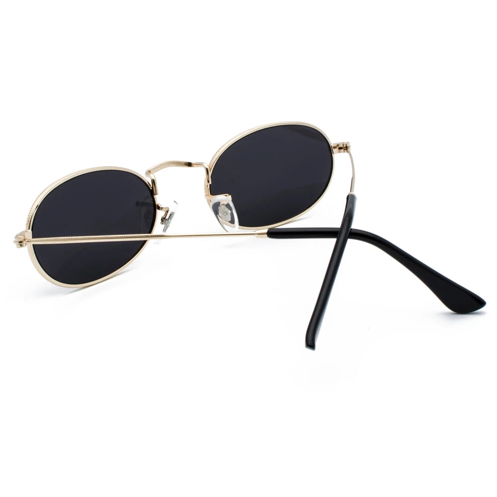 Kachawoo Oval Sunglasses For Men Small Metal Frame Black Red Pink Retro Sun Glasses Women New Year Gift