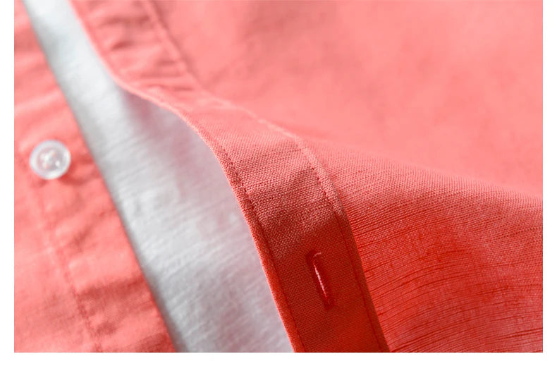 New style sky blue shirt men brand linen solid fashion long sleeve square collar cotton shirts for men camisas chemise