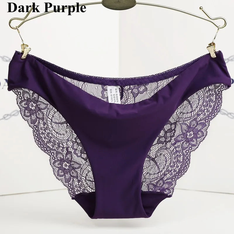 1 PC Women Sexy Knickers Bikini Hollow Flower Lace Thongs Lingerie V-string Panty Underwear Female