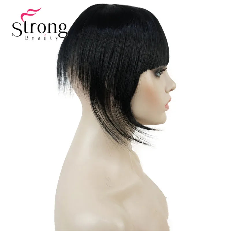 StrongBeauty Synthetic Hair Thin Neat Air Bangs Clip In Fringe Front Hair Temple Bangs Hair Extensions Hair Piece COLOUR CHOICES