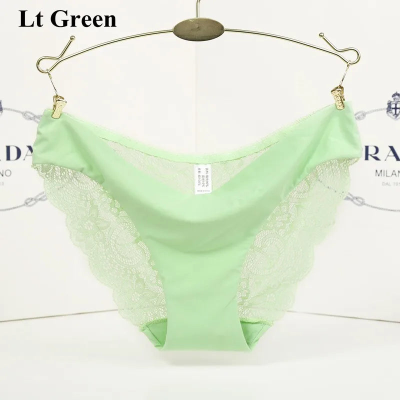 1 PC Women Sexy Knickers Bikini Hollow Flower Lace Thongs Lingerie V-string Panty Underwear Female