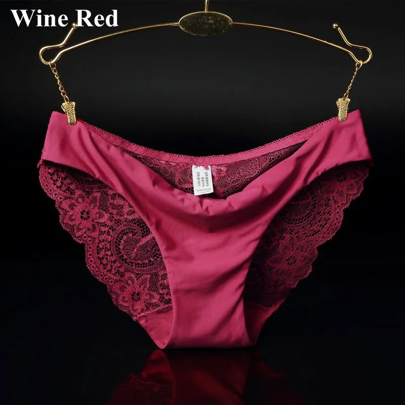 1 PC Women Sexy Knickers Bikini Hollow Flower Lace Thongs Lingerie V-string Panty Underwear Female
