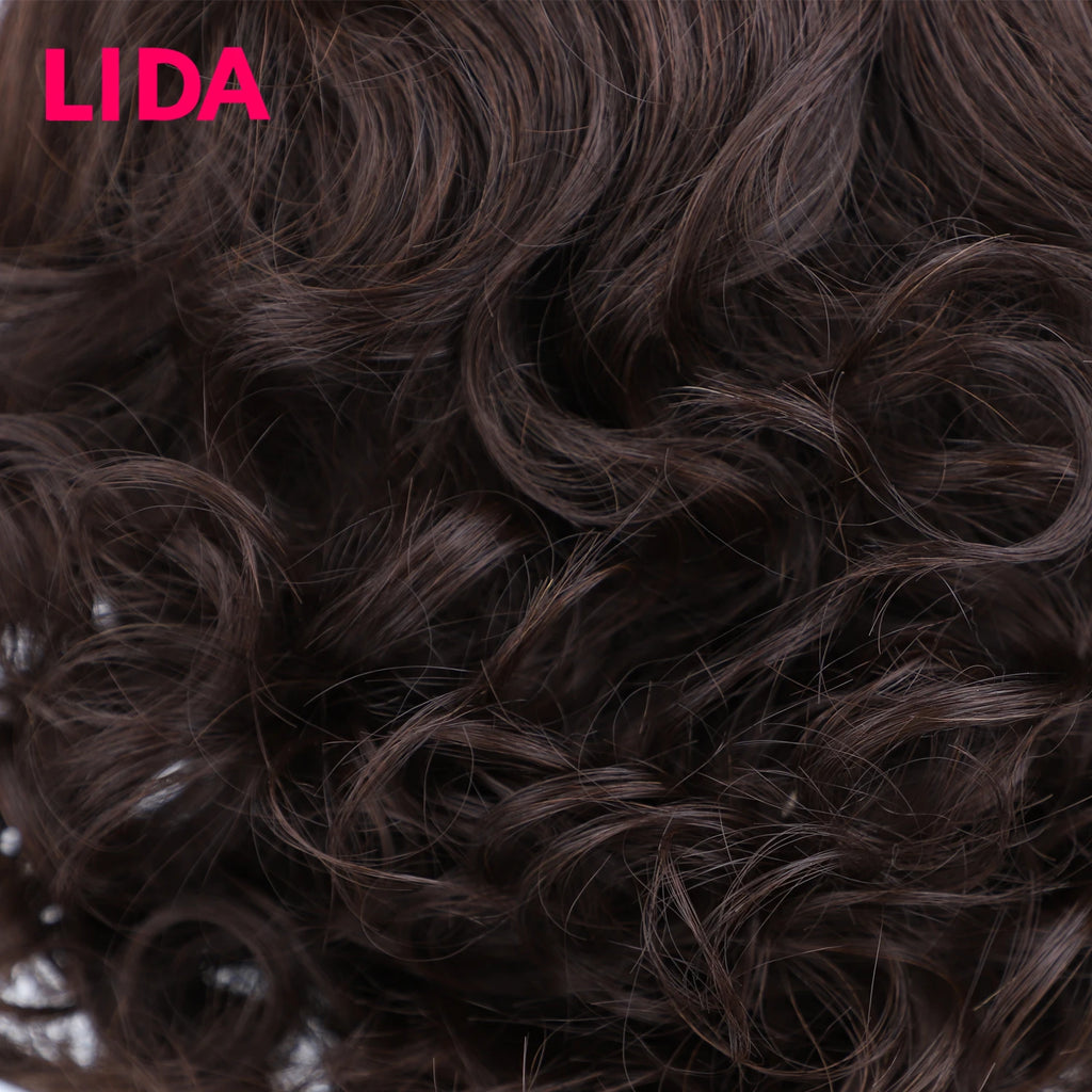 LIDA Curly Human Hair Wigs 100% Human Hair 8'' Malaysian Curly Human Hair Non Remy Women Wigs 150% Density Machine Made Wig