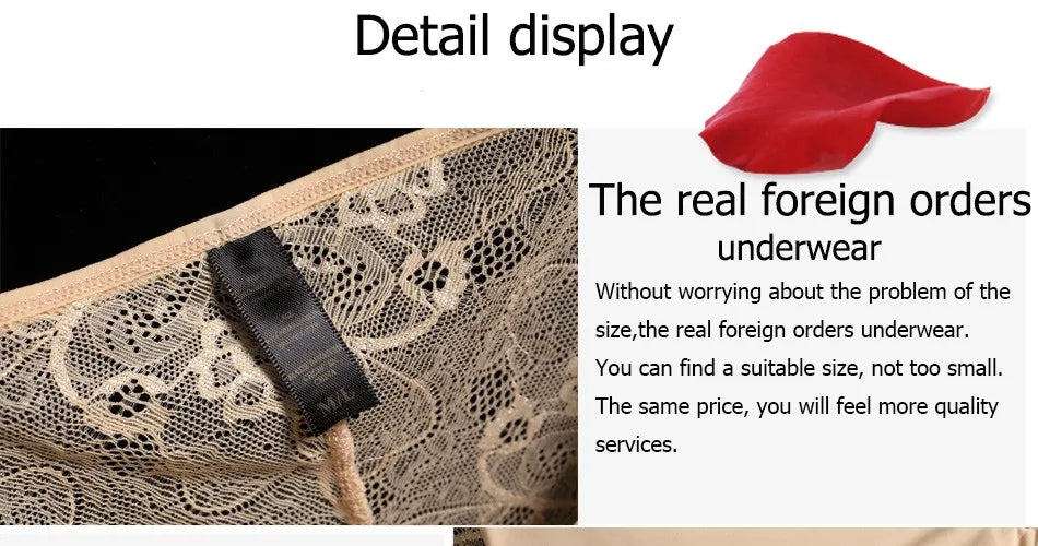 1 PC Women Sexy Knickers Bikini Hollow Flower Lace Thongs Lingerie V-string Panty Underwear Female