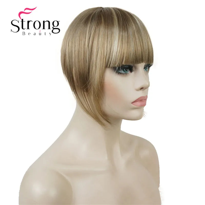 StrongBeauty Synthetic Hair Thin Neat Air Bangs Clip In Fringe Front Hair Temple Bangs Hair Extensions Hair Piece COLOUR CHOICES