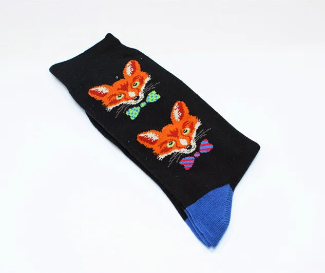 Harajuku Happy Men socks Funny Mens Sloth Sock Women animal fox chili Moustache sloths Novelty Sock combed cotton funny Socks
