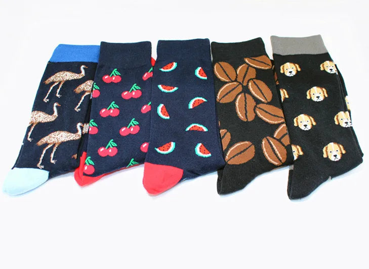 Harajuku Happy Men socks Funny Mens Sloth Sock Women animal fox chili Moustache sloths Novelty Sock combed cotton funny Socks