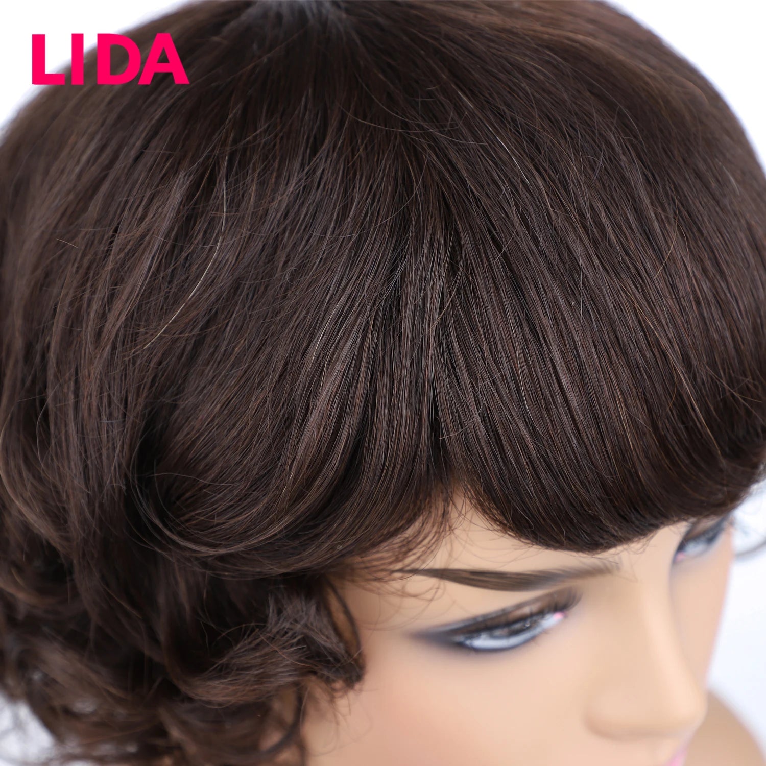 LIDA Curly Human Hair Wigs 100% Human Hair 8'' Malaysian Curly Human Hair Non Remy Women Wigs 150% Density Machine Made Wig
