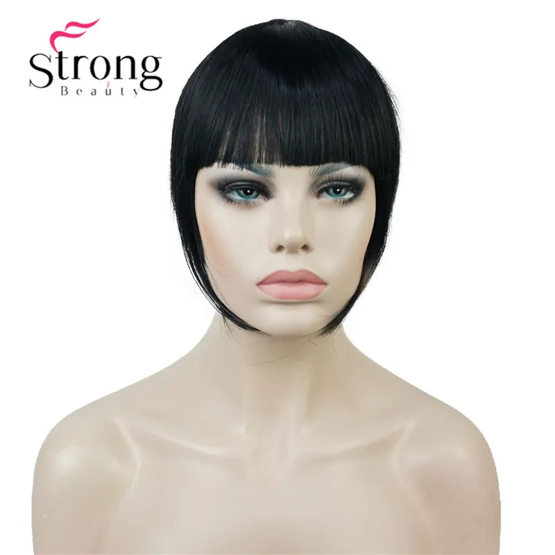 StrongBeauty Synthetic Hair Thin Neat Air Bangs Clip In Fringe Front Hair Temple Bangs Hair Extensions Hair Piece COLOUR CHOICES