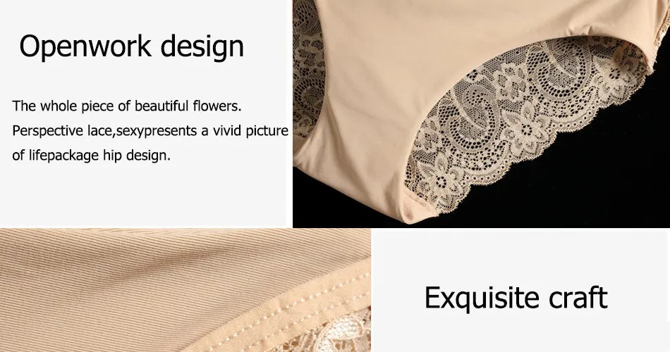 1 PC Women Sexy Knickers Bikini Hollow Flower Lace Thongs Lingerie V-string Panty Underwear Female