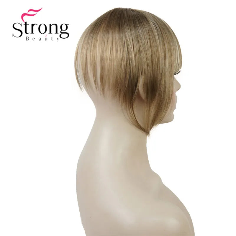 StrongBeauty Synthetic Hair Thin Neat Air Bangs Clip In Fringe Front Hair Temple Bangs Hair Extensions Hair Piece COLOUR CHOICES