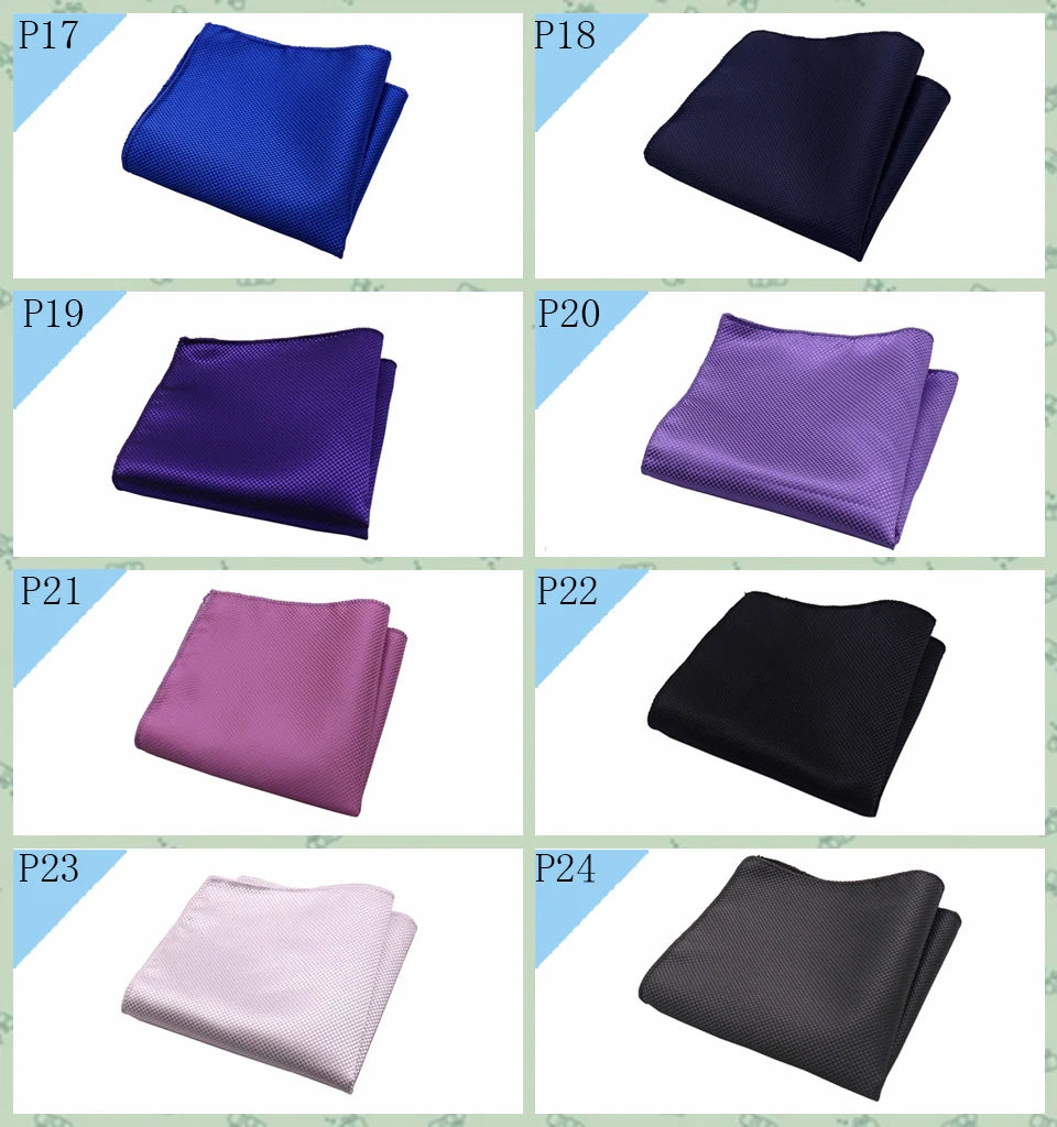 HUISHI Men's Hanky Jacquard Handkerchief Solid Plain Suits Pocket Square For Men Wedding Business Party Kanky Pocket Gifts