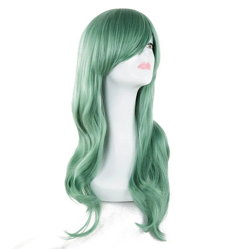 Cos-play Wig Fei-Show Synthetic Heat Resistant Fiber Long Wavy Dark Blue Hair Costume Cartoon Women Peruca Party Salon Hairpiece