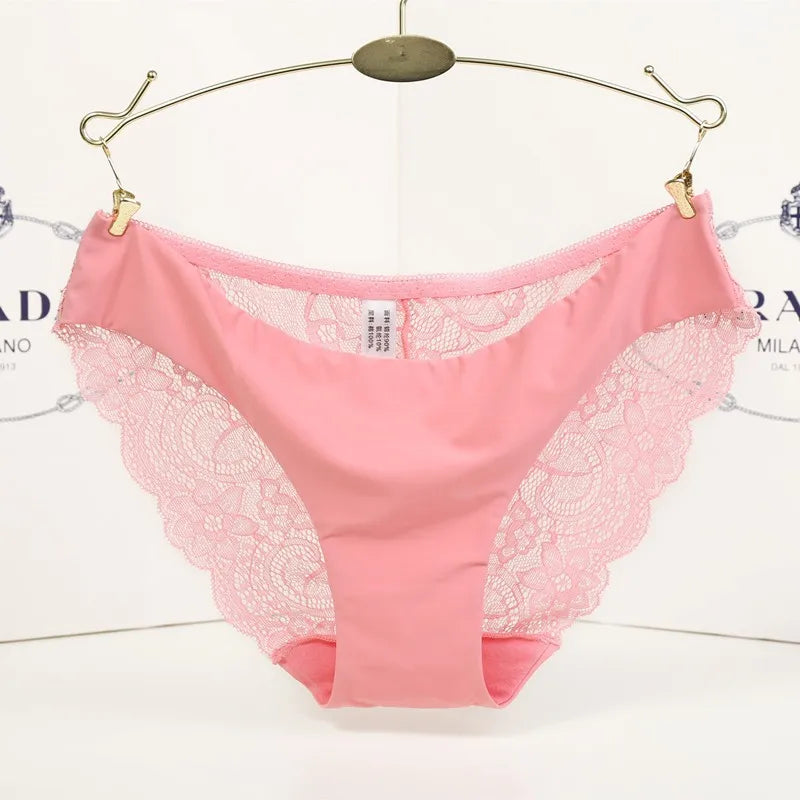 1 PC Women Sexy Knickers Bikini Hollow Flower Lace Thongs Lingerie V-string Panty Underwear Female