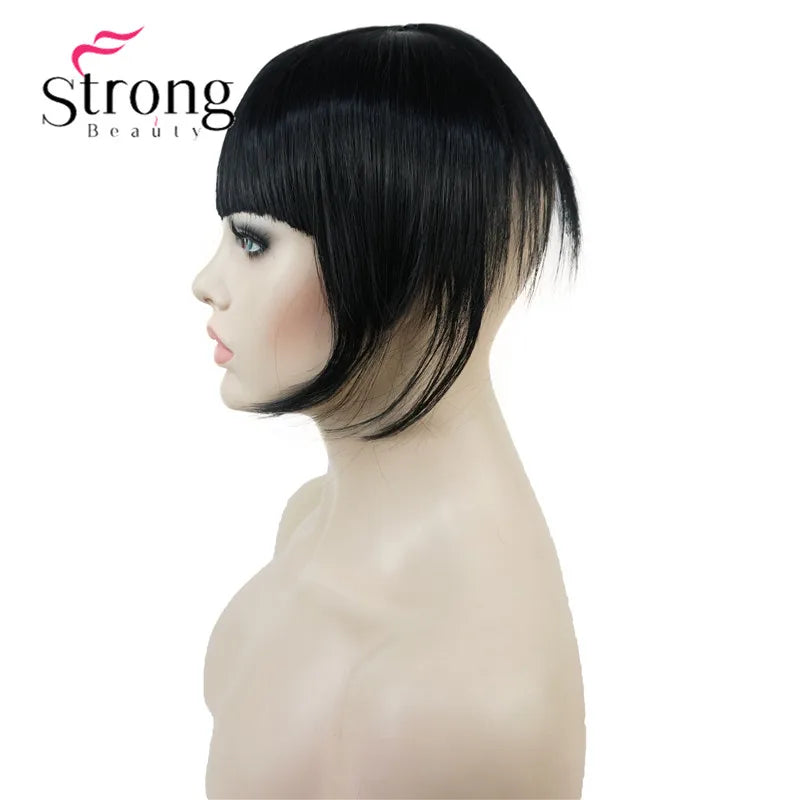 StrongBeauty Synthetic Hair Thin Neat Air Bangs Clip In Fringe Front Hair Temple Bangs Hair Extensions Hair Piece COLOUR CHOICES